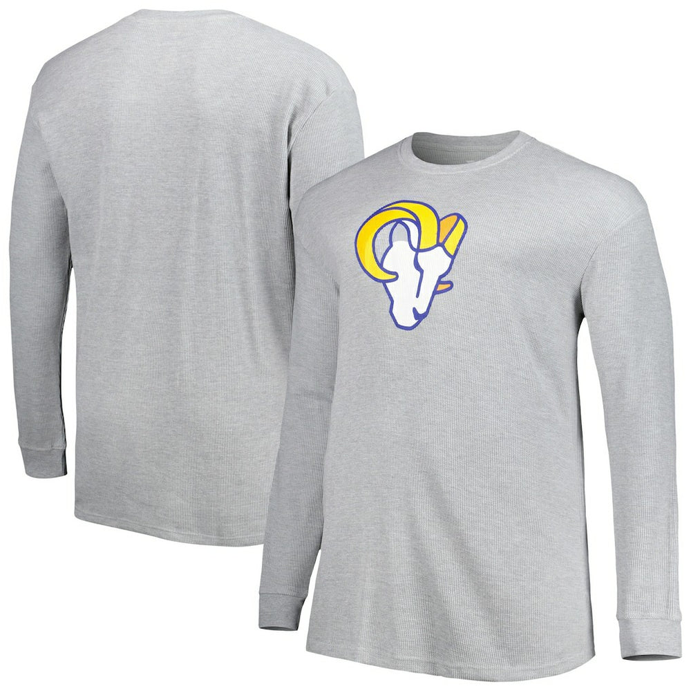 Los Angeles Rams Big & Tall Waffle-Knit Thermal Long Sleeve T-Shirt Heather Gray | NFL