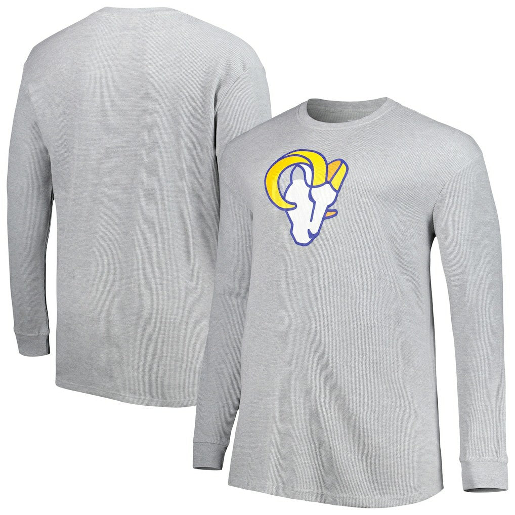 Los Angeles Rams Big & Tall Waffle-Knit Thermal Long Sleeve T-Shirt Heather Gray | NFL