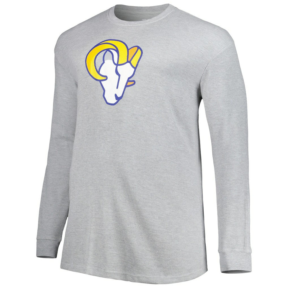 Los Angeles Rams Big & Tall Waffle-Knit Thermal Long Sleeve T-Shirt Heather Gray | NFL