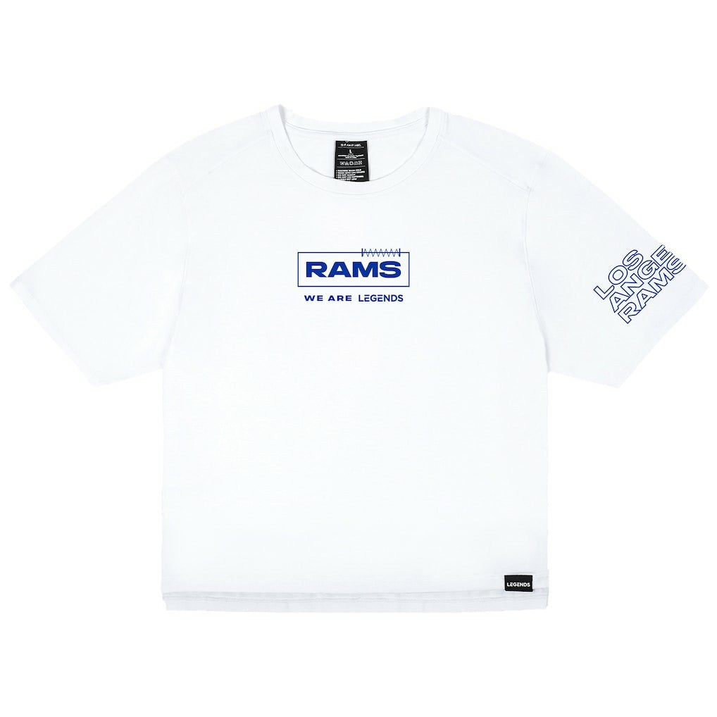 Los Angeles Rams LEGENDS Women's Aviation Crop T-Shirt White | NFL
