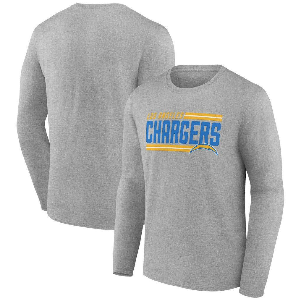 Los Angeles Chargers On Side Stripe Team Long Sleeve T-Shirt Heather Gray | NFL