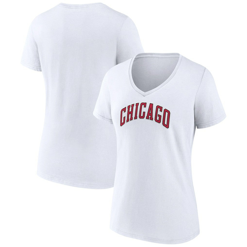 Chicago Bulls Women's Alternate Logo V-Neck T-Shirt White - NBA