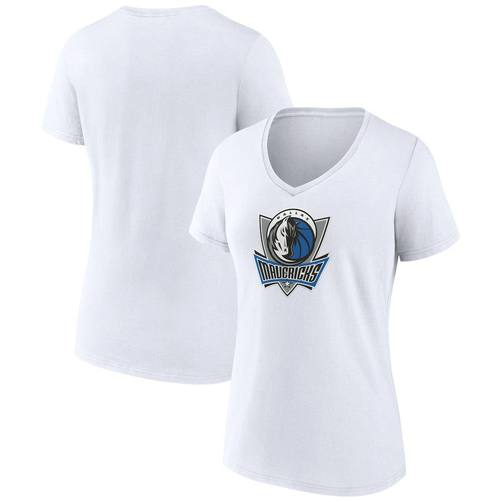 Dallas Mavericks Women's Alternate Logo V-Neck T-Shirt White - NBA