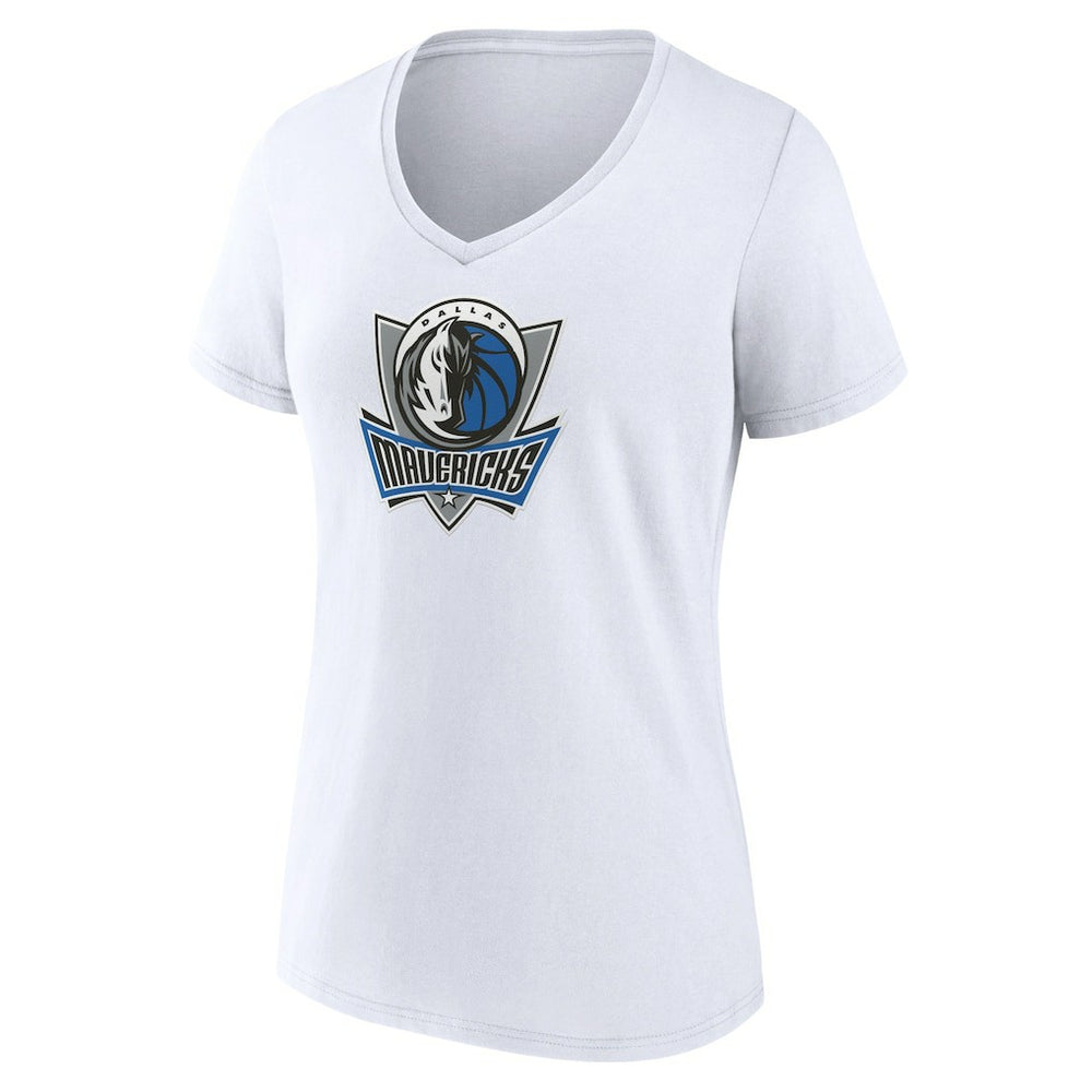 Dallas Mavericks Women's Alternate Logo V-Neck T-Shirt White - NBA
