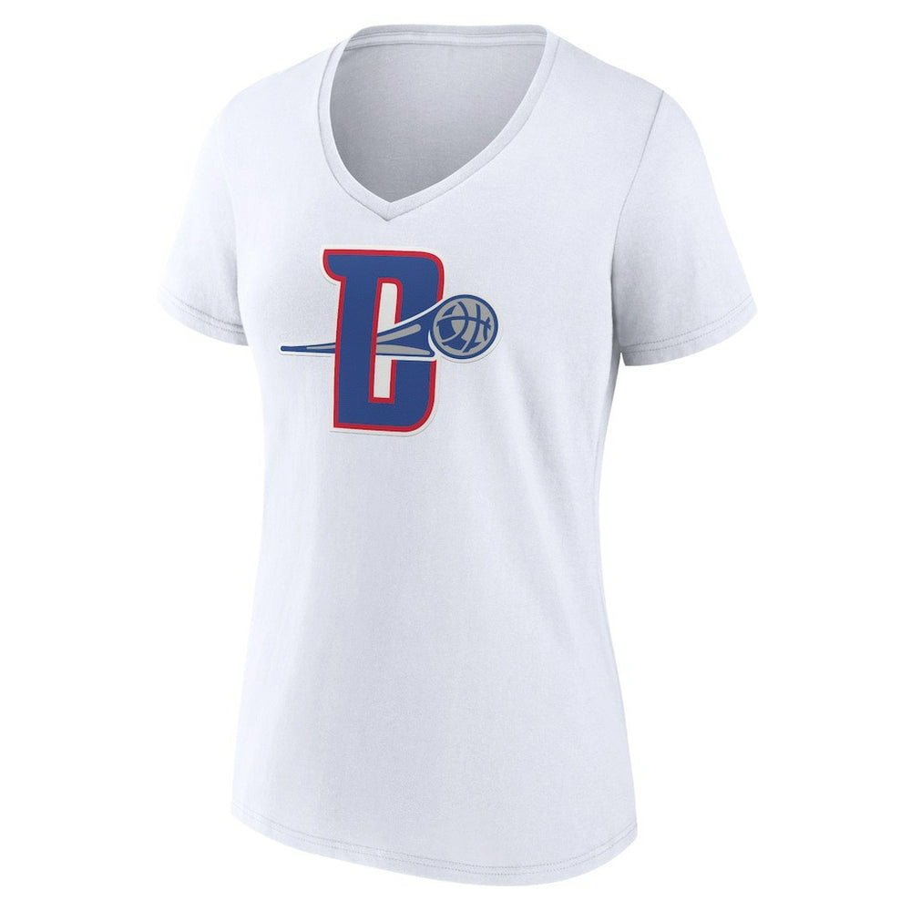 Detroit Pistons Women's Alternate Logo V-Neck T-Shirt White - NBA