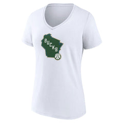 Milwaukee Bucks Women's Alternate Logo V-Neck T-Shirt White - NBA