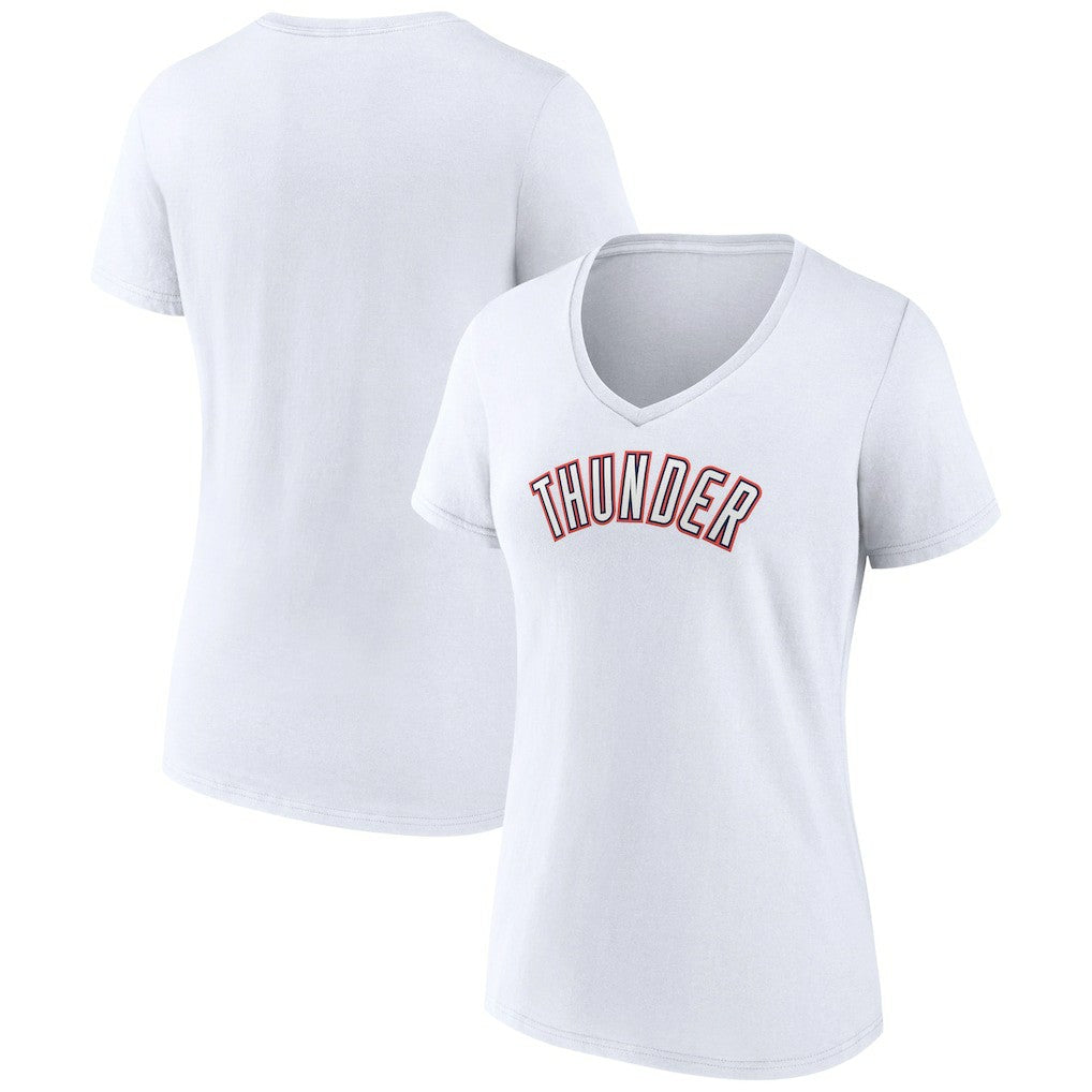Oklahoma City Thunder Women's Alternate Logo V-Neck T-Shirt White - NBA