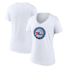 Philadelphia 76ers Women's Alternate Logo V-Neck T-Shirt White - NBA