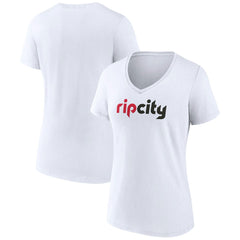 Portland Trail Blazers Women's Alternate Logo V-Neck T-Shirt White - NBA