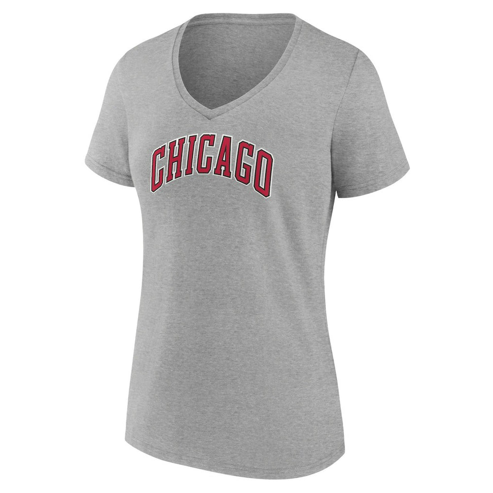 Chicago Bulls Women's Alternate Logo V-Neck T-Shirt Heather Gray - NBA