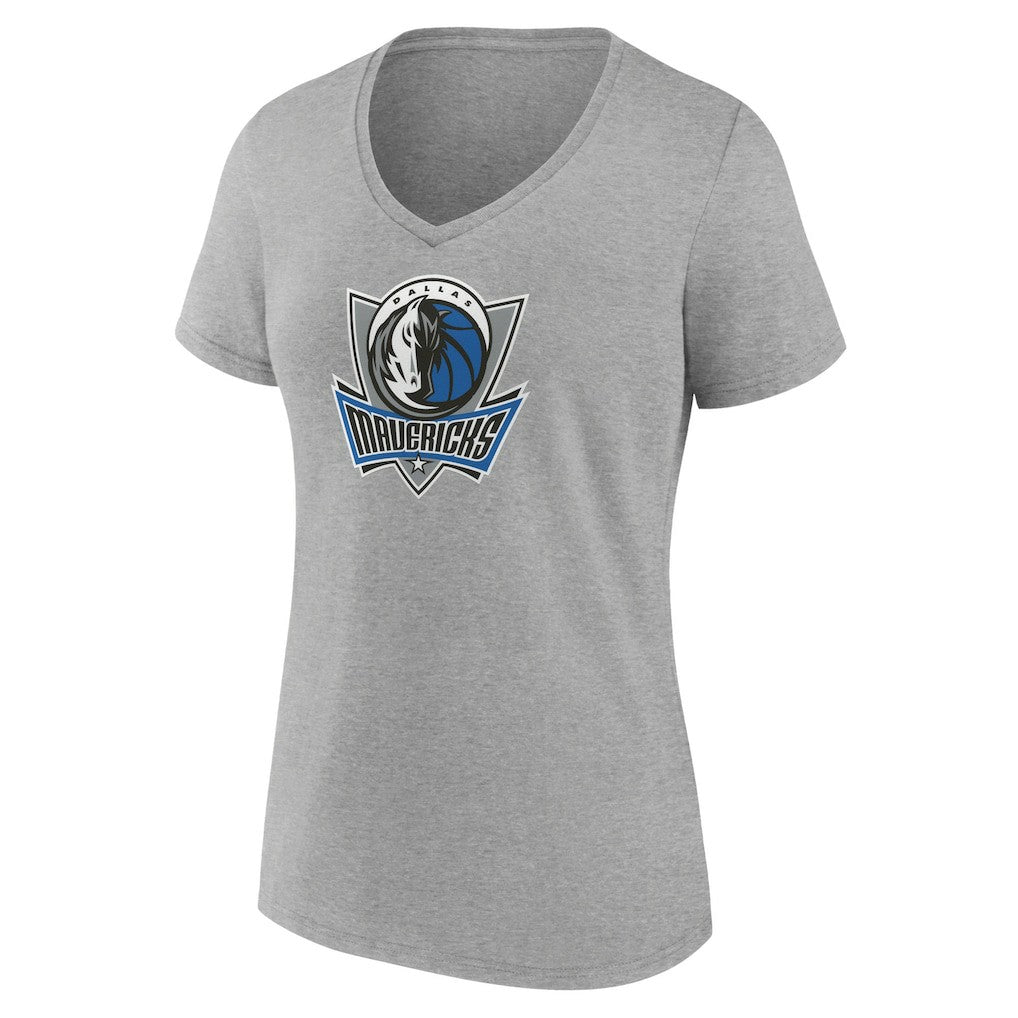 Dallas Mavericks Women's Alternate Logo V-Neck T-Shirt Heather Gray - NBA
