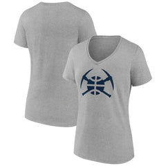 Denver Nuggets Women's Alternate Logo V-Neck T-Shirt Heather Gray - NBA