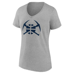 Denver Nuggets Women's Alternate Logo V-Neck T-Shirt Heather Gray - NBA