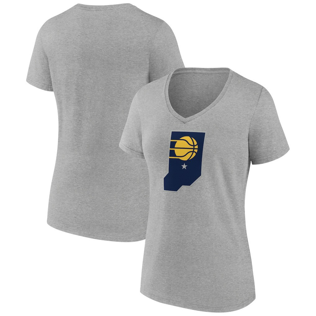 Indiana Pacers Women's Alternate Logo V-Neck T-Shirt Heather Gray - NBA