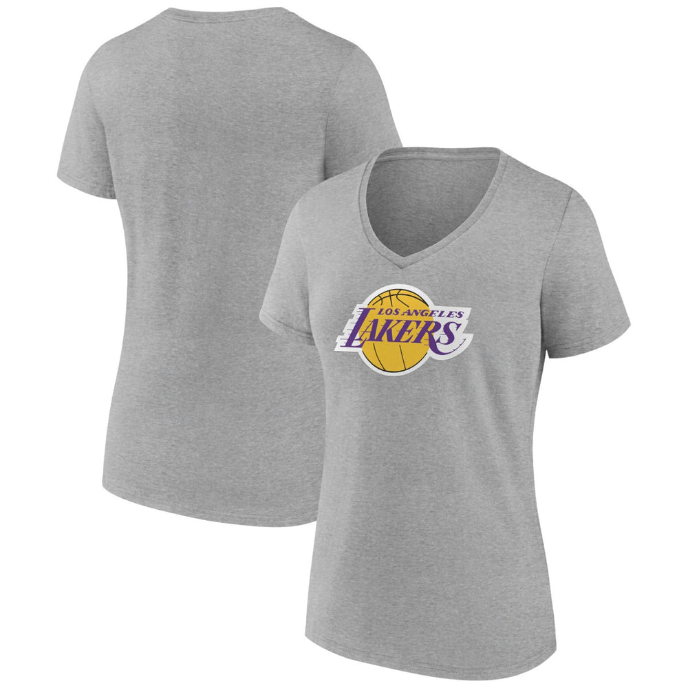 Los Angeles Lakers Women's Alternate Logo V-Neck T-Shirt Heather Gray - NBA