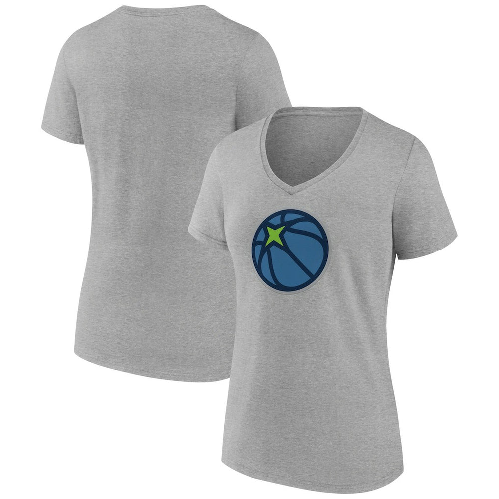 Minnesota Timberwolves Women's Alternate Logo V-Neck T-Shirt Heather Gray - NBA