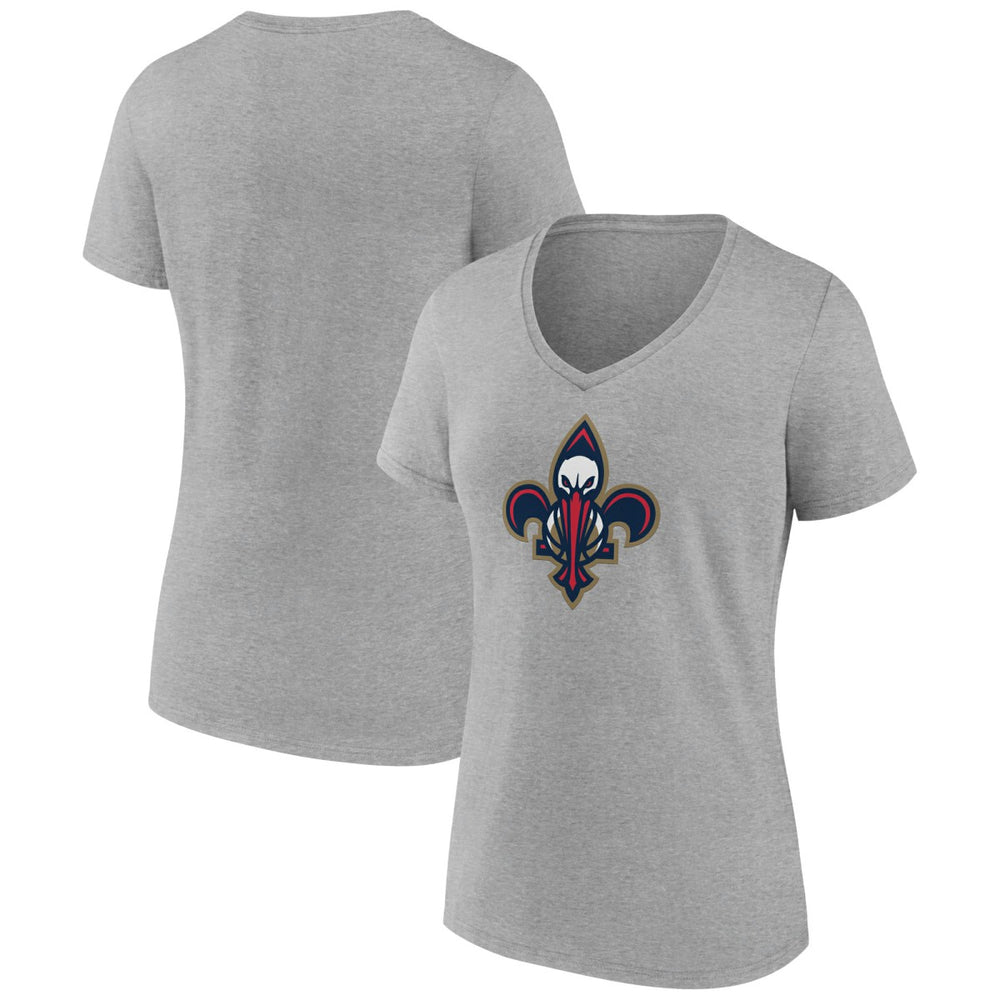 New Orleans Pelicans Women's Alternate Logo V-Neck T-Shirt Heather Gray - NBA