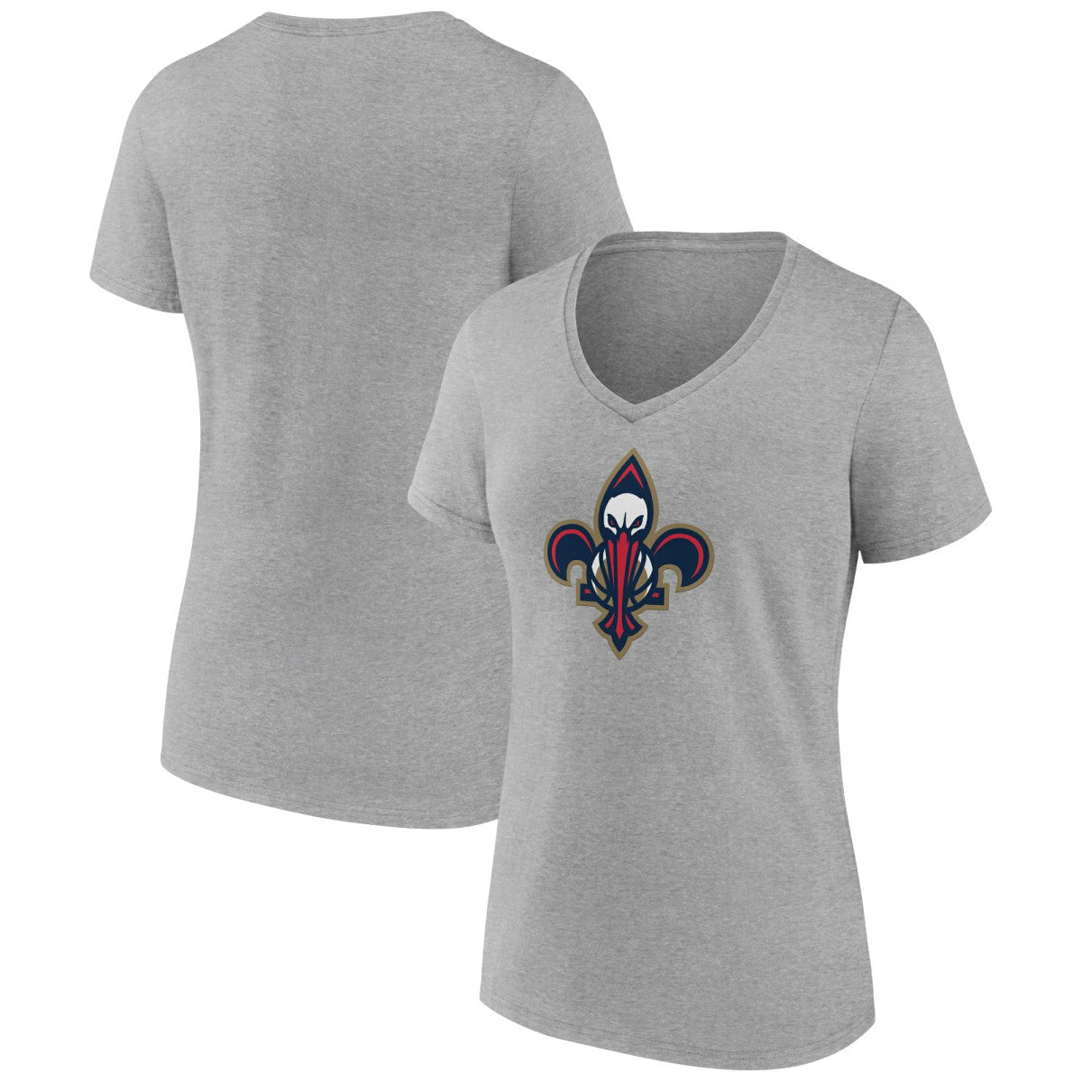 New Orleans Pelicans Women's Alternate Logo V-Neck T-Shirt Heather Gray - NBA