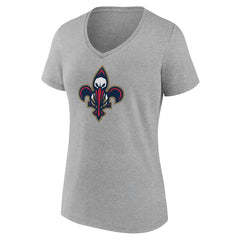 New Orleans Pelicans Women's Alternate Logo V-Neck T-Shirt Heather Gray - NBA