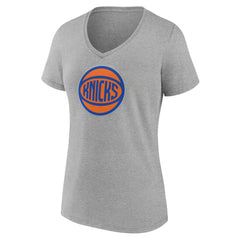 New York Knicks Women's Alternate Logo V-Neck T-Shirt Heather Gray - NBA