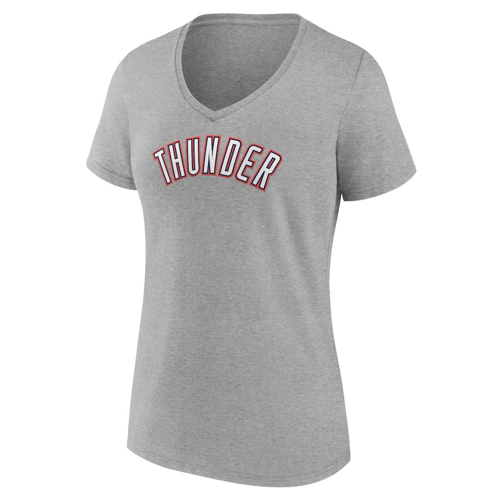Oklahoma City Thunder Women's Alternate Logo V-Neck T-Shirt Heather Gray - NBA