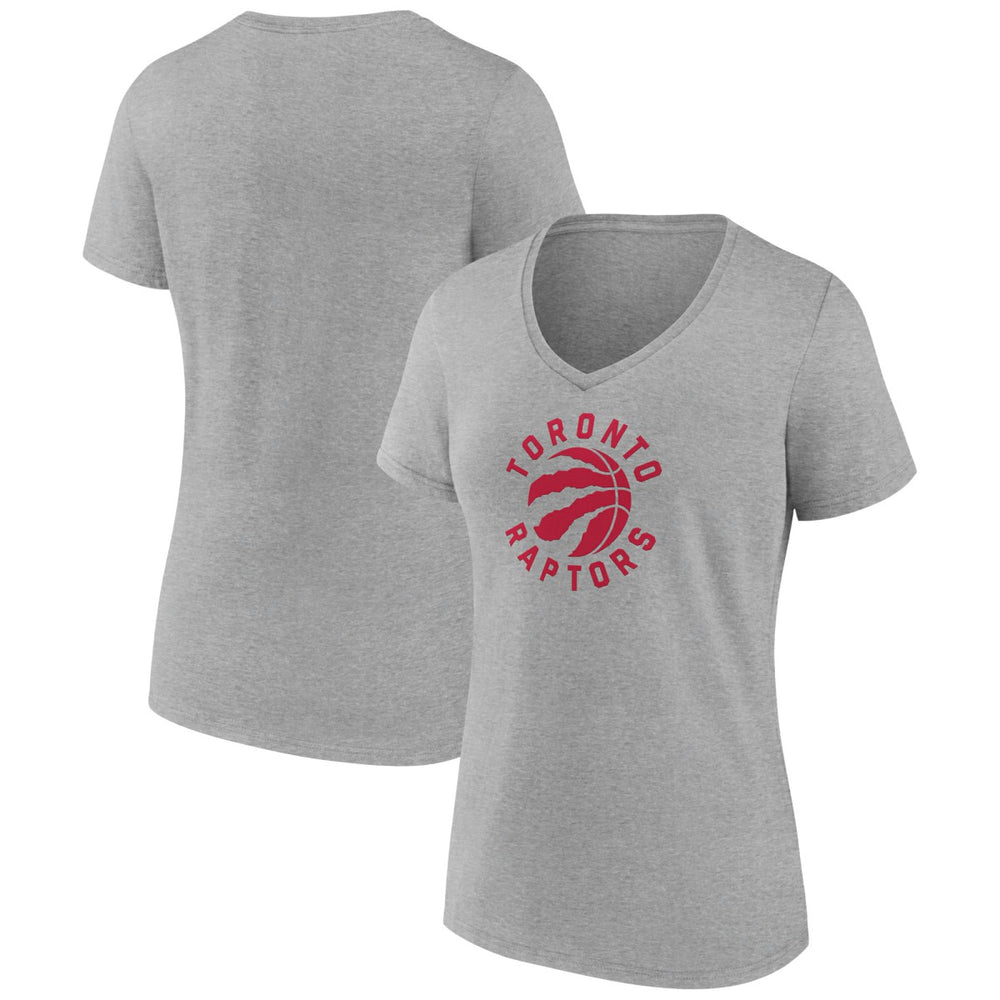 Toronto Raptors Women's Alternate Logo V-Neck T-Shirt Heather Gray - NBA
