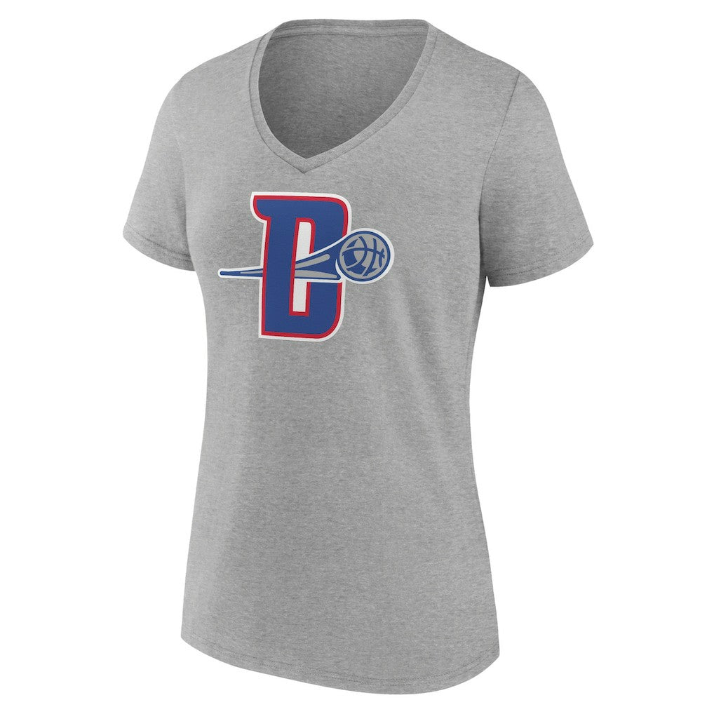 Detroit Pistons Women's Alternate Logo V-Neck T-Shirt Gray - NBA