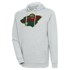 Minnesota Wild Antigua Logo Action Chenille Pullover Hoodie - Heather Gray - NHL