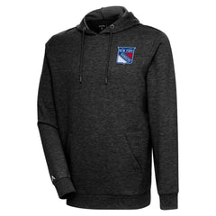 New York Rangers Antigua Action Chenille Pullover Hoodie - Heather Black - NHL