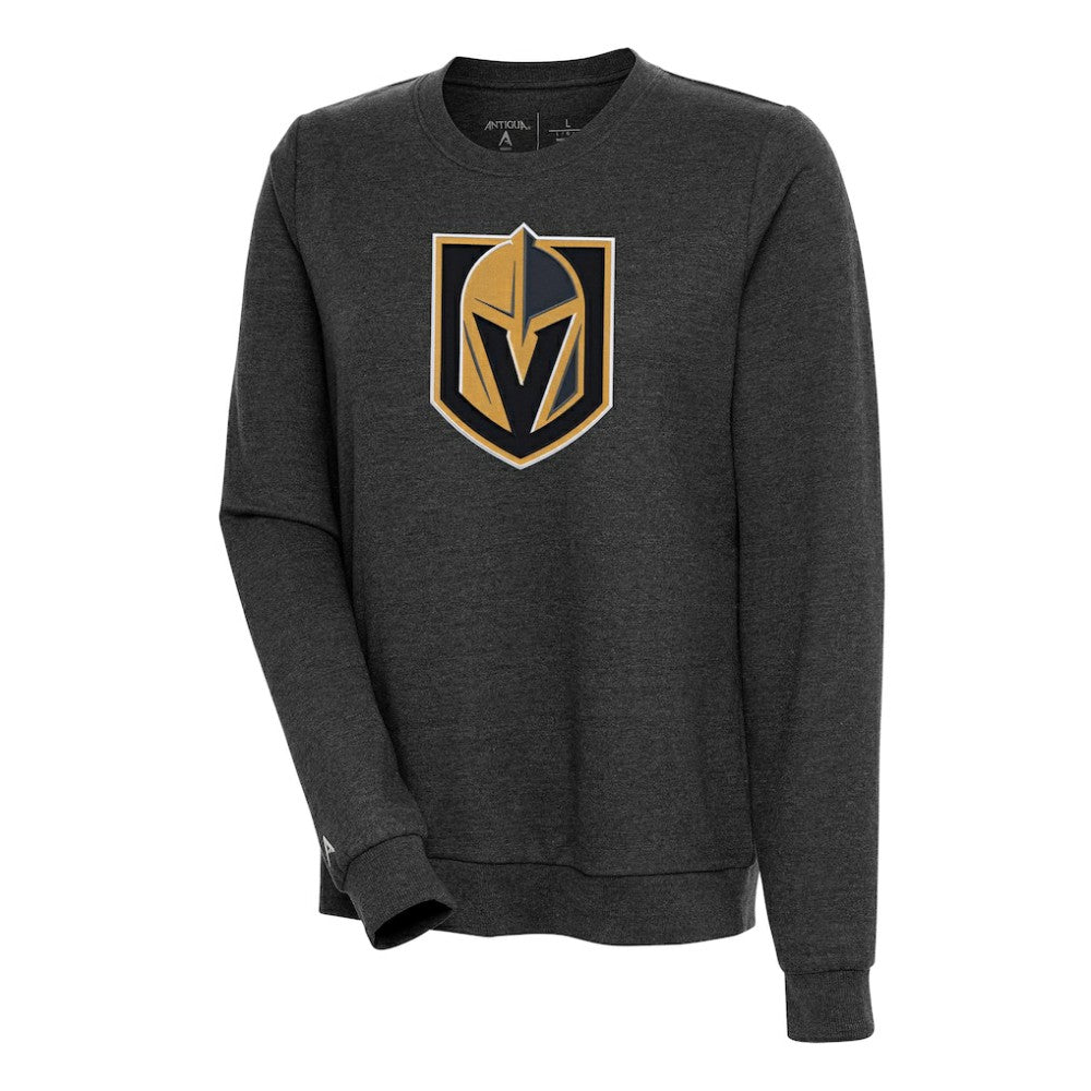 Vegas Golden Knights Antigua Women's Action Crewneck Chenille Pullover Sweatshirt - Heather Black - NHL
