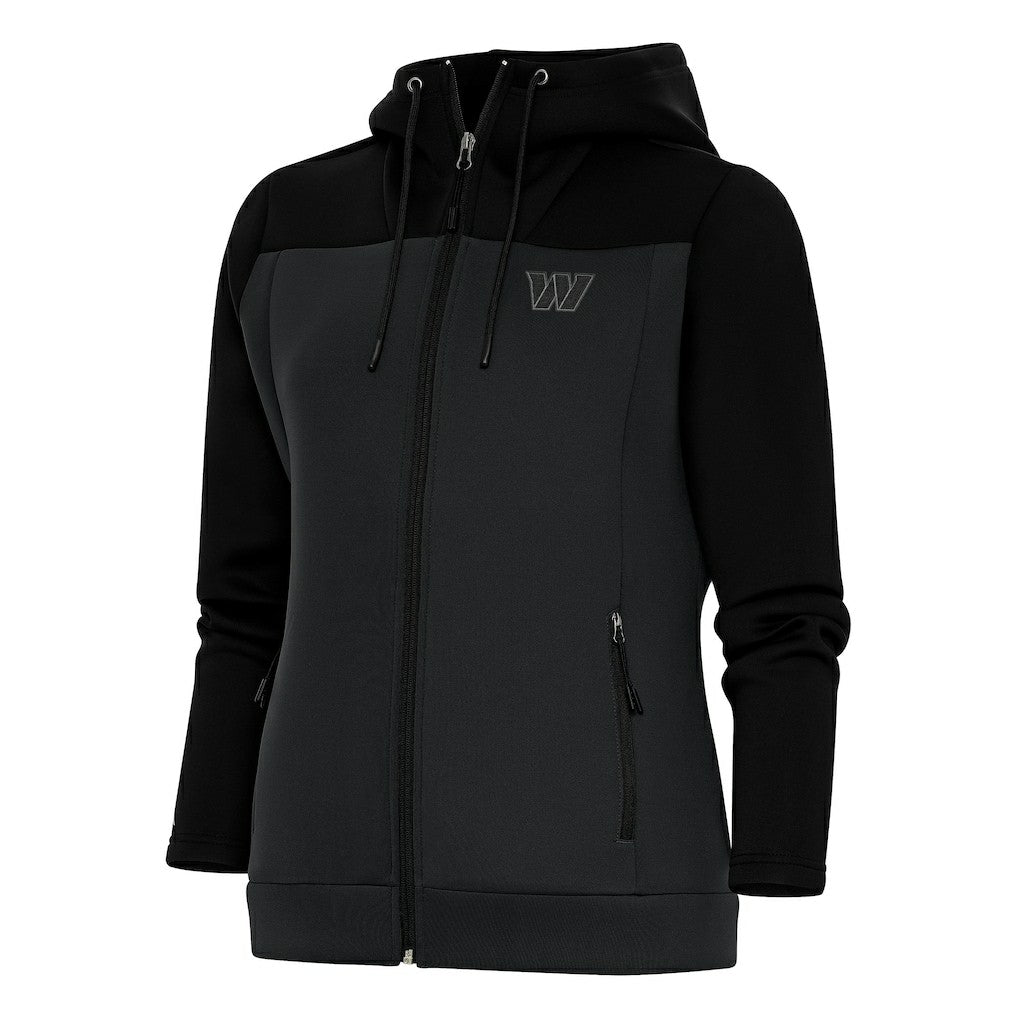 Washington Commanders Antigua Women's Tonal Logo Protect Full-Zip Hoodie Jacket Black/Charcoal | NFL