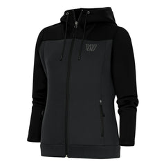 Washington Commanders Antigua Women's Tonal Logo Protect Full-Zip Hoodie Jacket Black/Charcoal | NFL