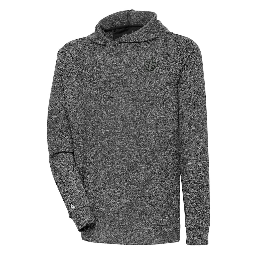 New Orleans Saints Antigua Tonal Logo Absolute Pullover Hoodie Heather Black | NFL