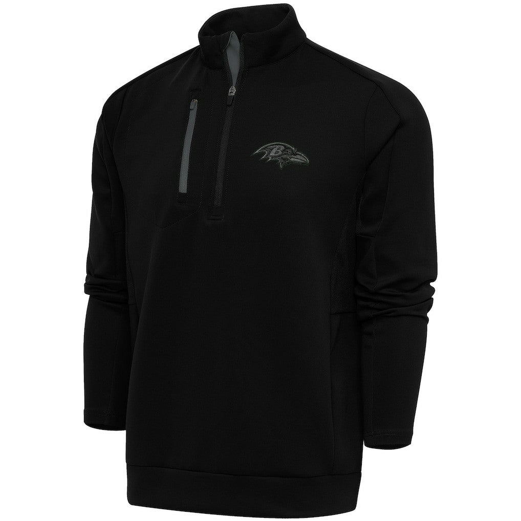 Baltimore Ravens Antigua Tonal Logo Generation Quarter-Zip Pullover Top Black | NFL