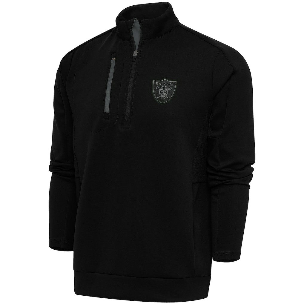 Las Vegas Raiders Antigua Tonal Logo Generation Quarter-Zip Pullover Top Black | NFL