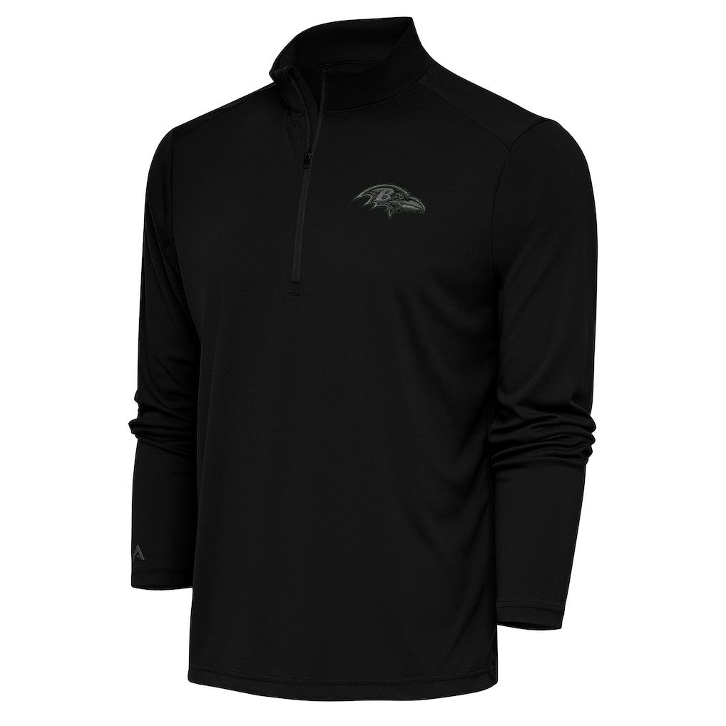 Baltimore Ravens Antigua Tonal Logo Tribute Quarter-Zip Pullover Top Black | NFL