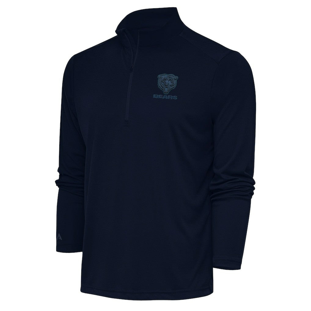 Chicago Bears Antigua Tonal Logo Tribute Quarter-Zip Pullover Top Navy | NFL