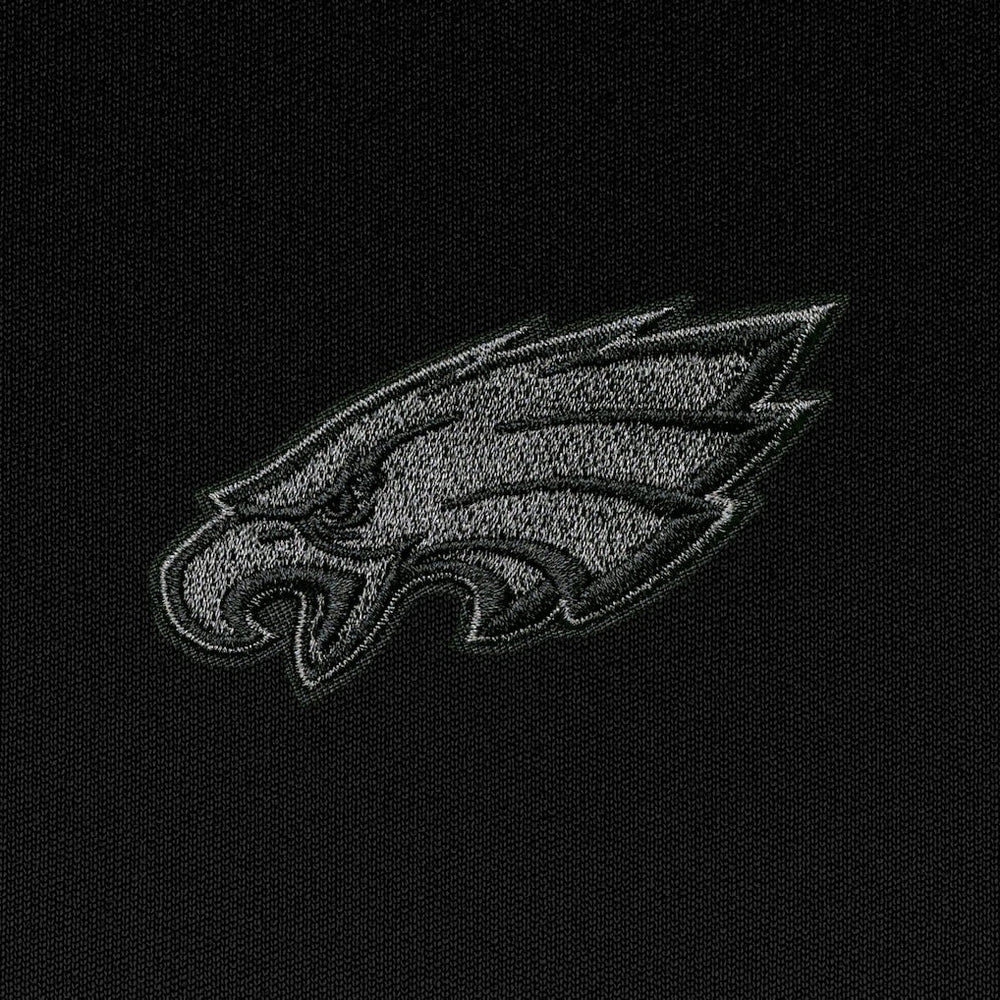 Philadelphia Eagles Antigua Tonal Logo Tribute Quarter-Zip Pullover Top Black | NFL