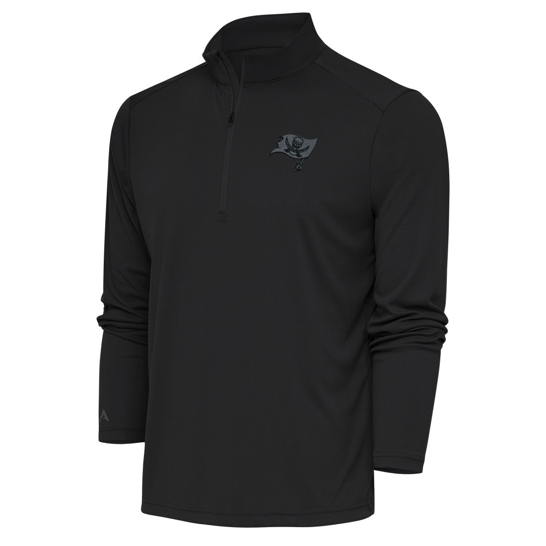 Tampa Bay Buccaneers Antigua Tonal Logo Tribute Quarter-Zip Pullover Top Charcoal | NFL