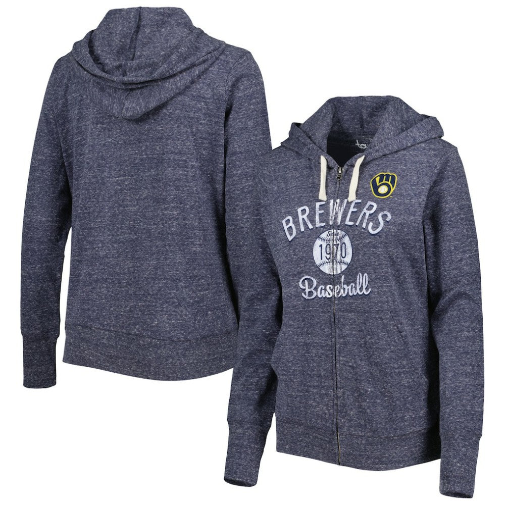Milwaukee Brewers Touch Women's Training Camp Tri-Blend Lightweight Full-Zip Hoodie - MLB