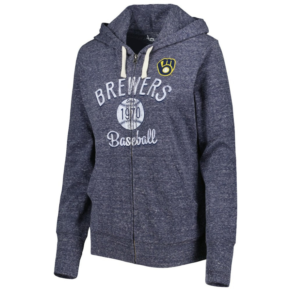 Milwaukee Brewers Touch Women's Training Camp Tri-Blend Lightweight Full-Zip Hoodie - MLB