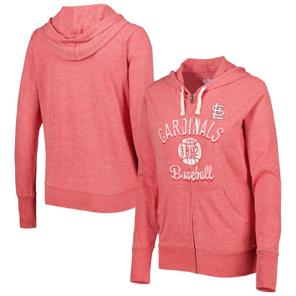 St. Louis Cardinals Touch Women's Training Camp Tri-Blend Lightweight Full-Zip Hoodie - MLB