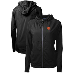 Cincinnati Bengals Cutter & Buck Women's Throwback Logo Adapt Eco Knit Hybrid Recycled Full-Zip Hoodie Black | NFL