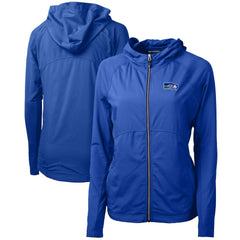 Seattle Seahawks Cutter & Buck Women's Throwback Logo Adapt Eco Knit Hybrid Recycled Full-Zip Hoodie Royal | NFL