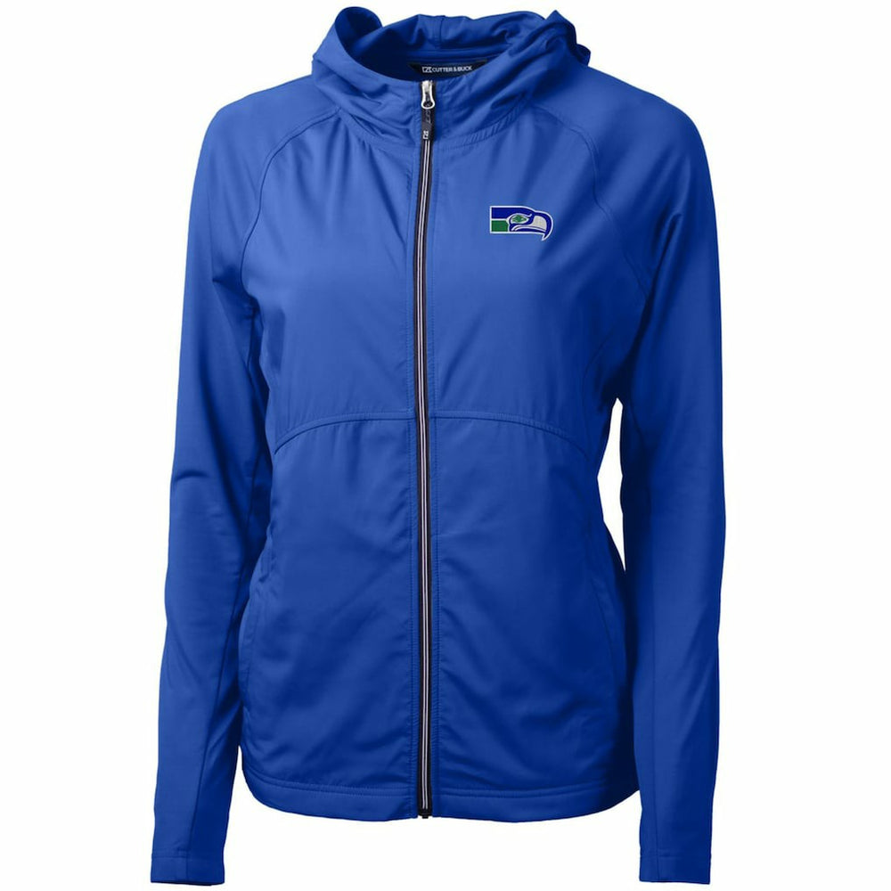 Seattle Seahawks Cutter & Buck Women's Throwback Logo Adapt Eco Knit Hybrid Recycled Full-Zip Hoodie Royal | NFL
