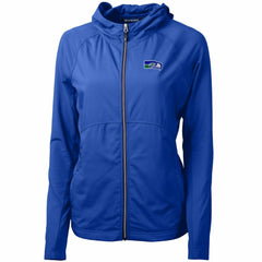 Seattle Seahawks Cutter & Buck Women's Throwback Logo Adapt Eco Knit Hybrid Recycled Full-Zip Hoodie Royal | NFL