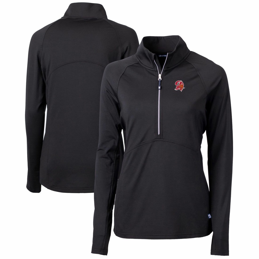 Tampa Bay Buccaneers Cutter & Buck Women's Throwback Logo Adapt Eco Knit Stretch Recycled Half-Zip Pullover Top Black | NFL