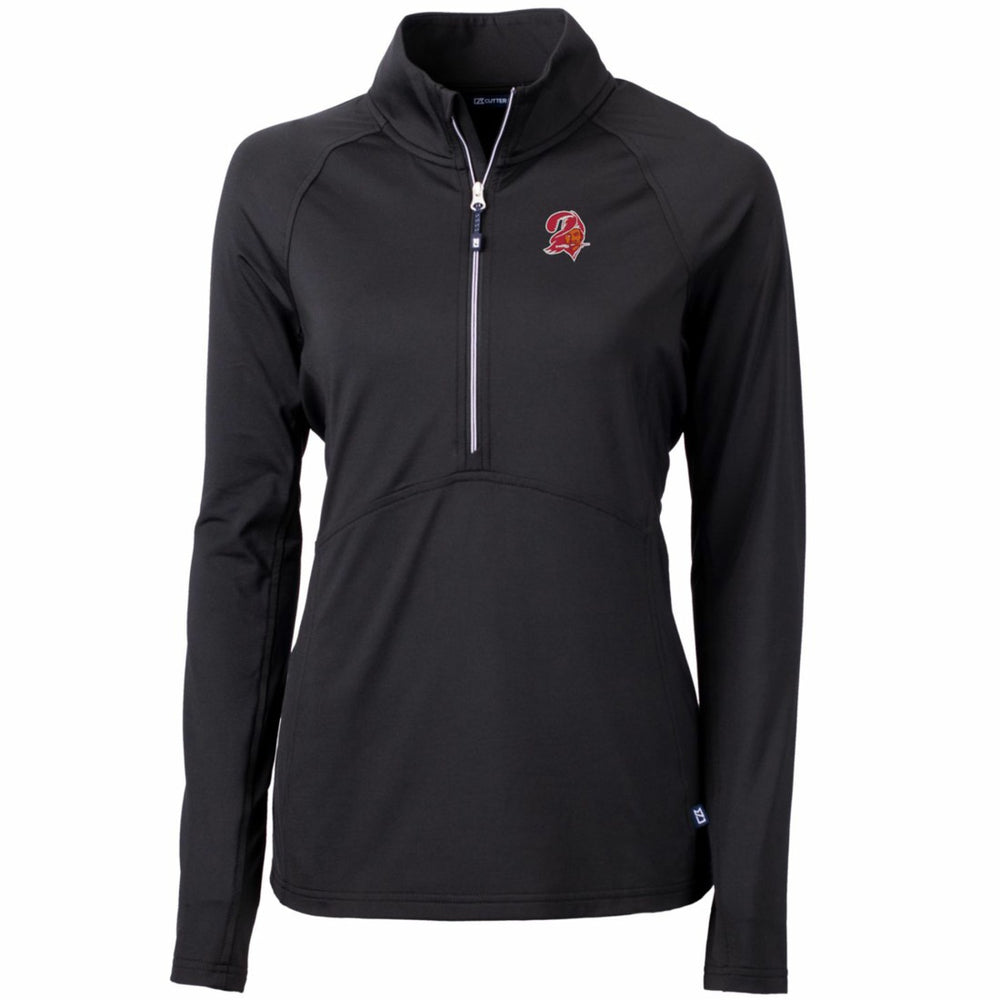 Tampa Bay Buccaneers Cutter & Buck Women's Throwback Logo Adapt Eco Knit Stretch Recycled Half-Zip Pullover Top Black | NFL