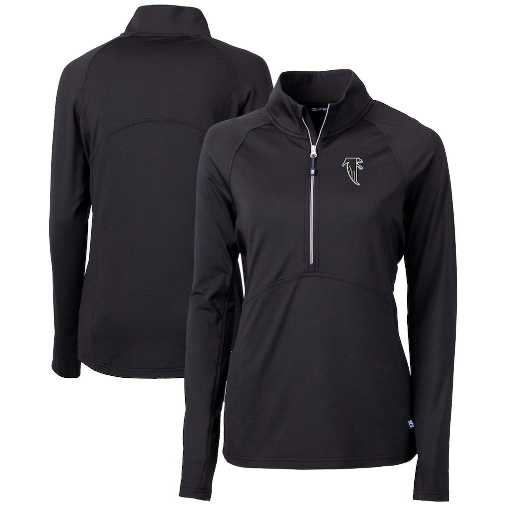 Atlanta Falcons Cutter & Buck Women's Throwback Logo Adapt Eco Knit Stretch Recycled Half-Zip Pullover Top Black | NFL