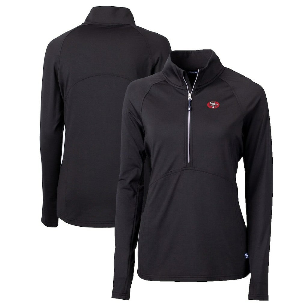 San Francisco 49ers Cutter & Buck Women's Throwback Logo Adapt Eco Knit Stretch Recycled Half-Zip Pullover Top Black | NFL